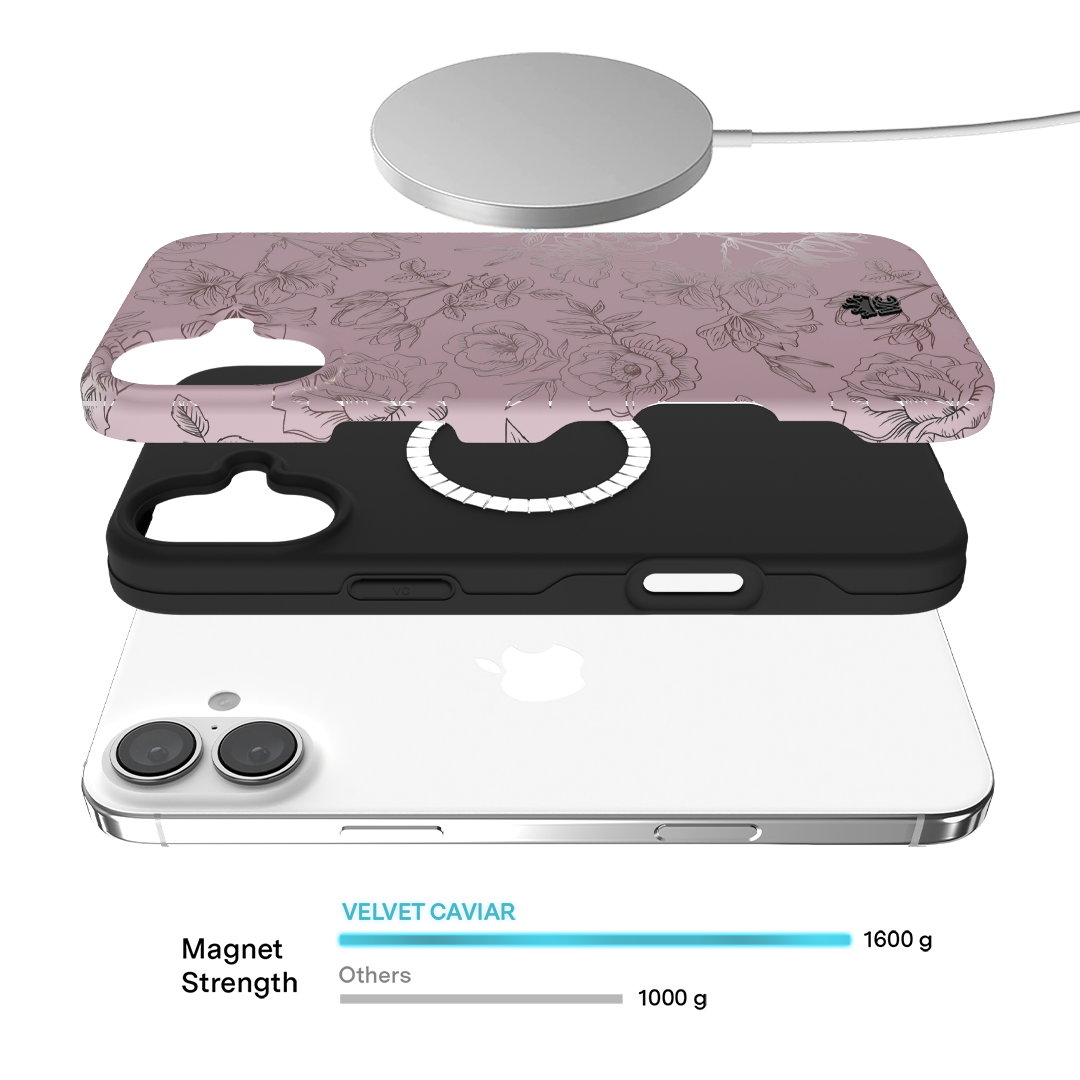 Dusty Rose Chrome Floral iPhone Case