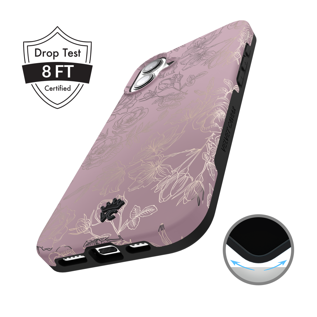 Dusty Rose Chrome Floral iPhone Case