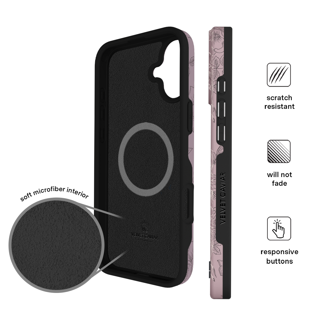 Dusty Rose Chrome Floral iPhone Case
