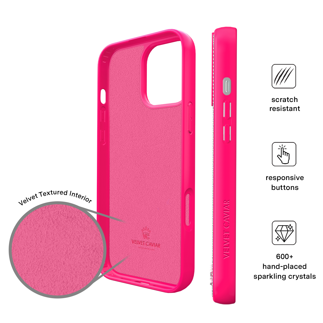 Hot Pink Caviar Crystals iPhone Case