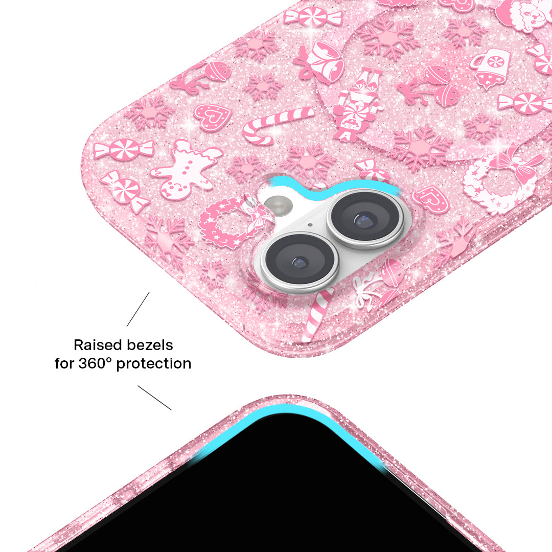 Pink Christmas Glitter iPhone Case