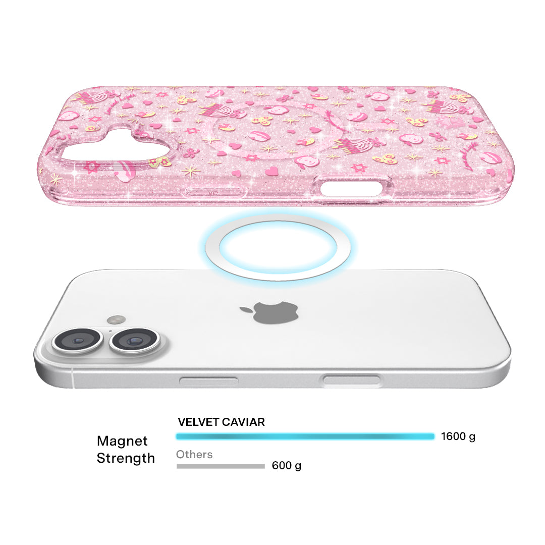 Pink Hanukkah Glitter iPhone Case