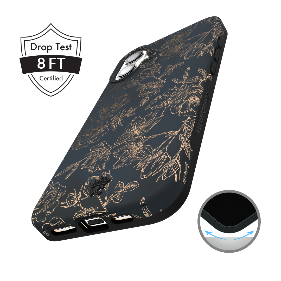 Floral Rose Gold Chrome iPhone Case