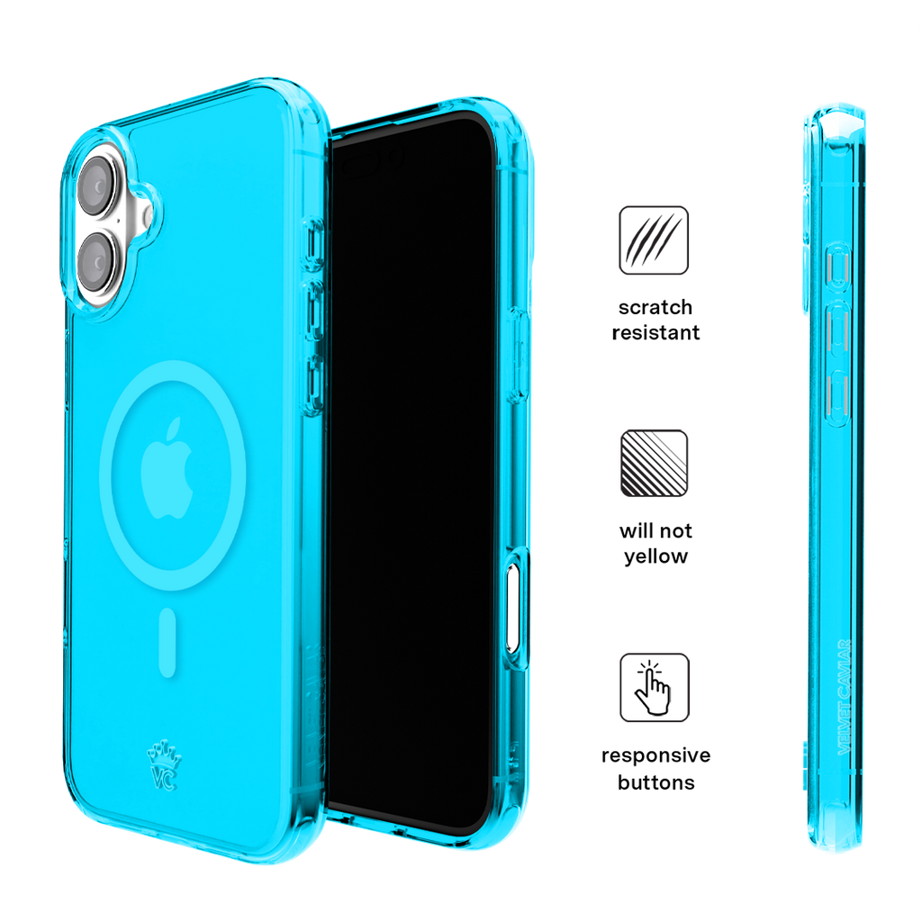 Neon Blue Clear iPhone Case