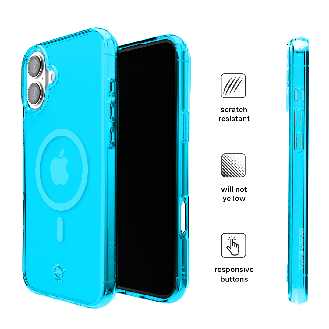 Neon Blue Clear iPhone Case