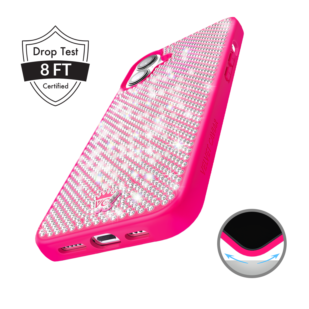 Hot Pink Caviar Crystals iPhone Case