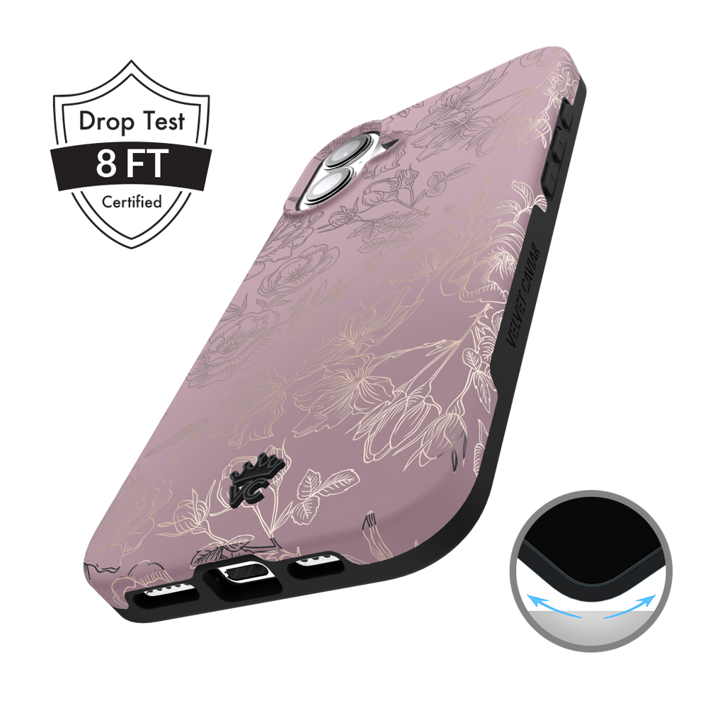 Dusty Rose Chrome Floral iPhone Case