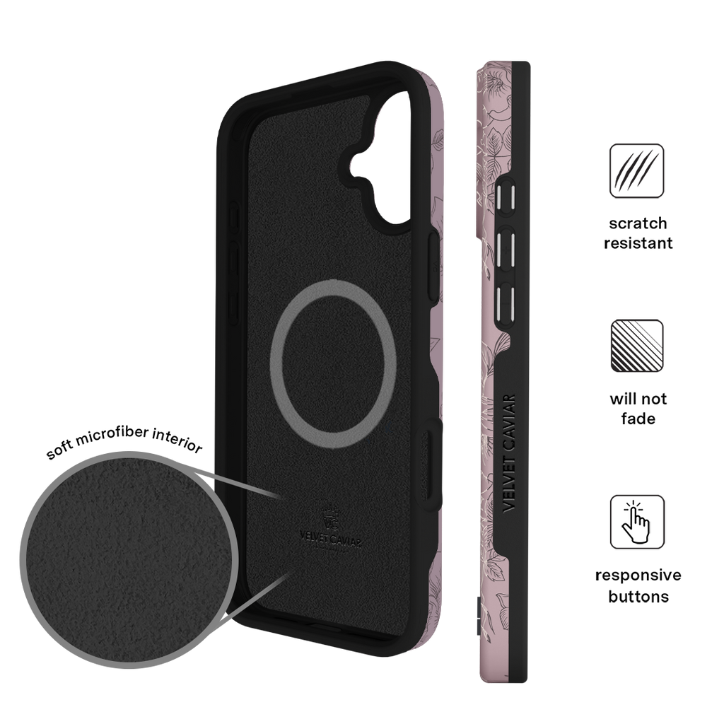 Dusty Rose Chrome Floral iPhone Case