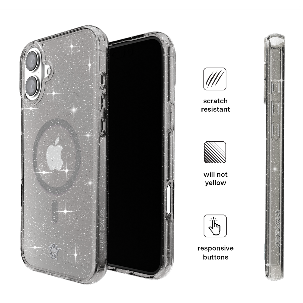 Grey Stardust Glitter iPhone Case