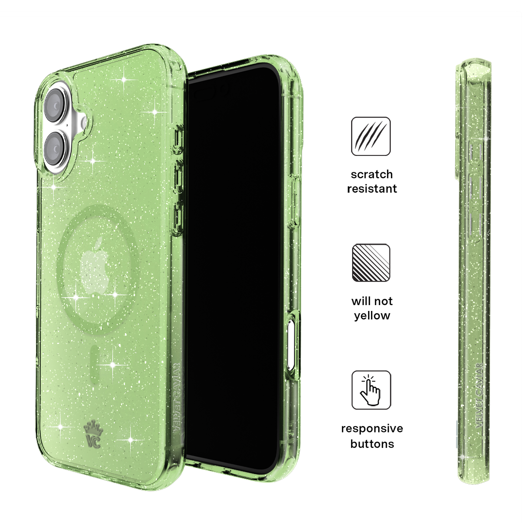 Lime Stardust Glitter iPhone Case
