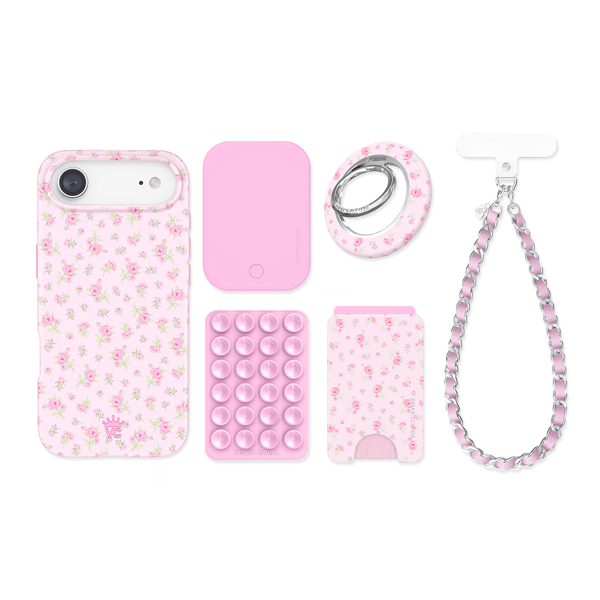 Dainty Pink Floral iPhone Bundle Set