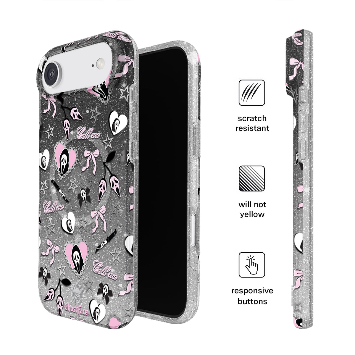 Ghost Face Goth Glitter iPhone Case