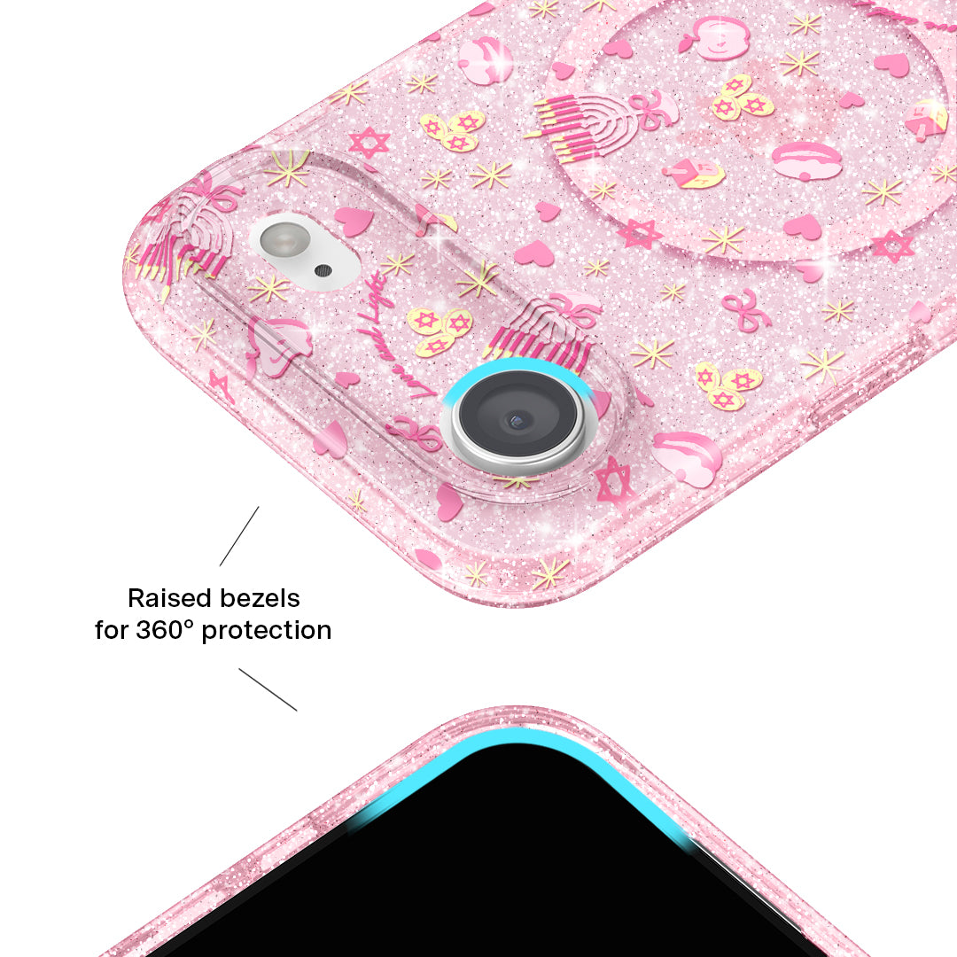 Pink Hanukkah Glitter iPhone Case