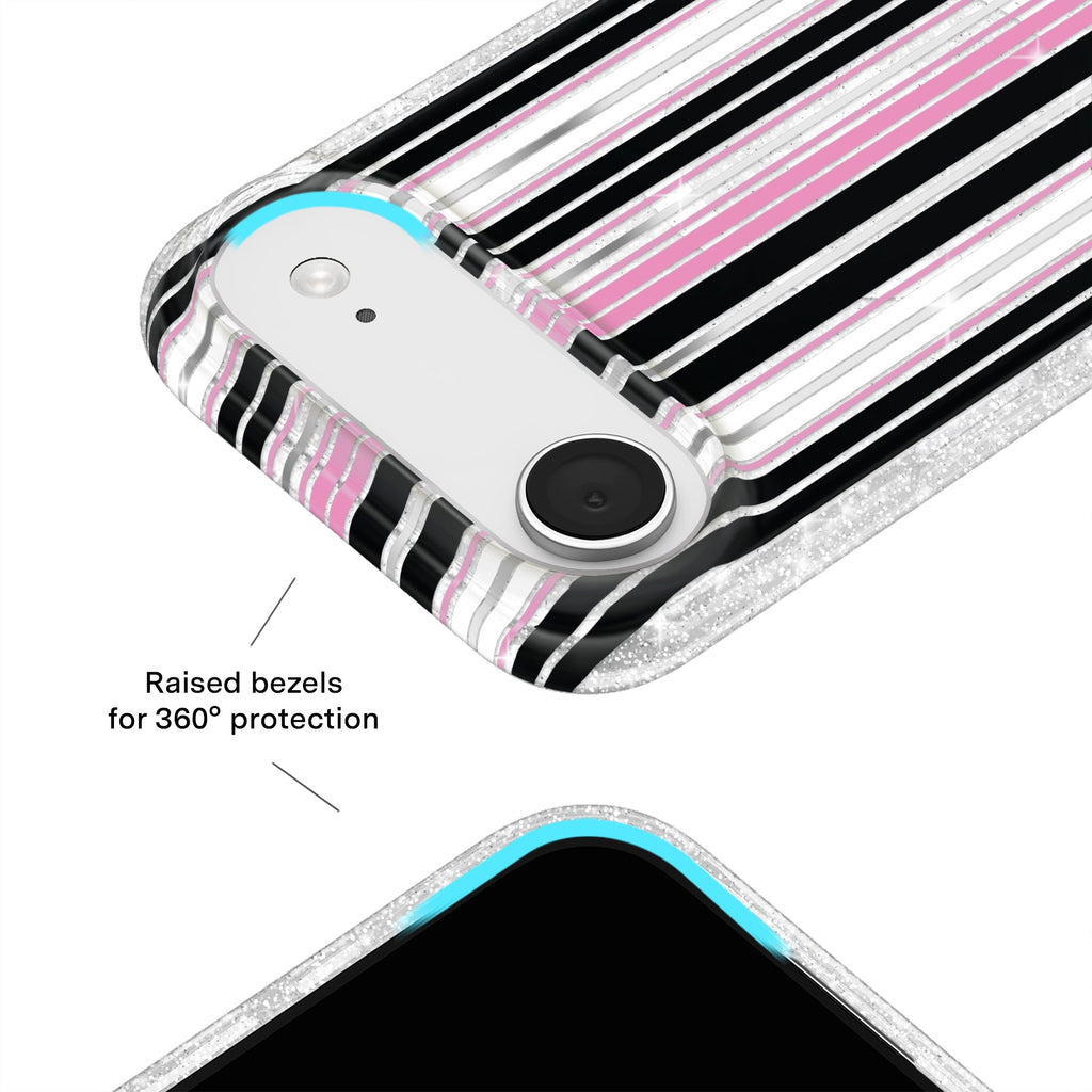 Pretty Punk Stripes Glitter iPhone Case
