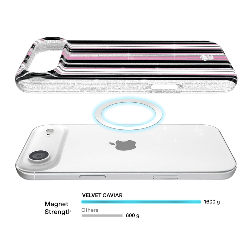 Pretty Punk Stripes Glitter iPhone Case
