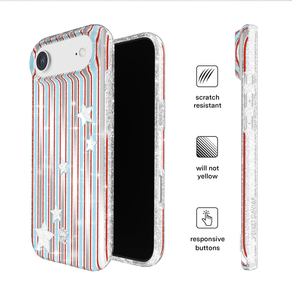 Stars & Stripes Glitter iPhone Case