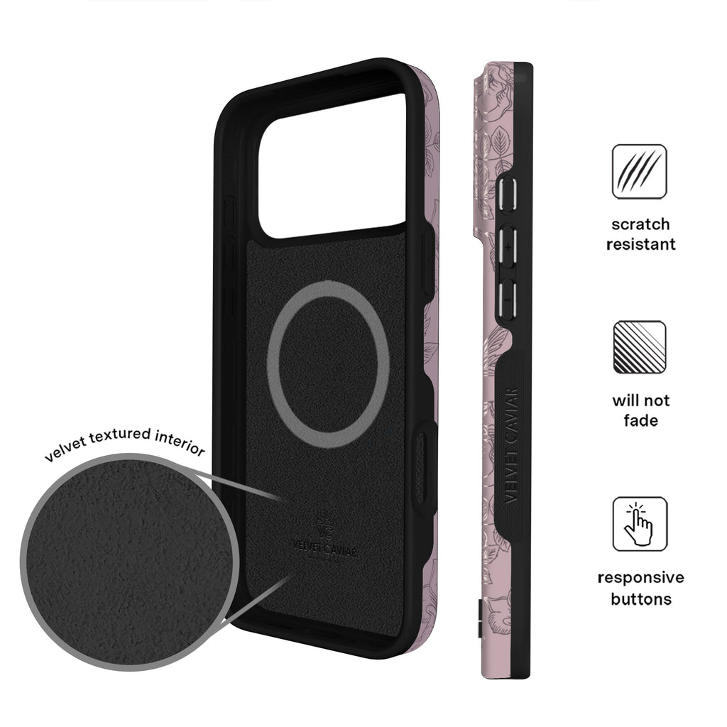 Dusty Rose Chrome Floral iPhone Case