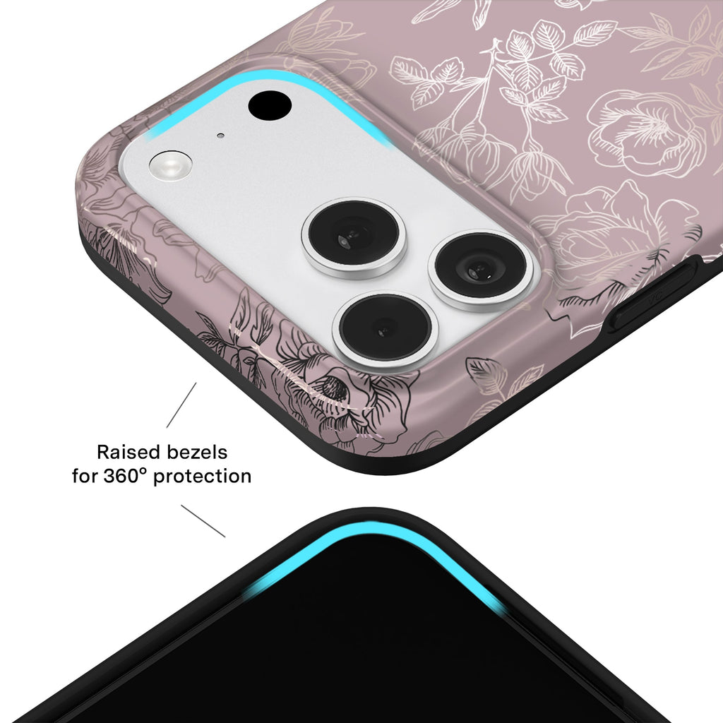 Dusty Rose Chrome Floral iPhone Case