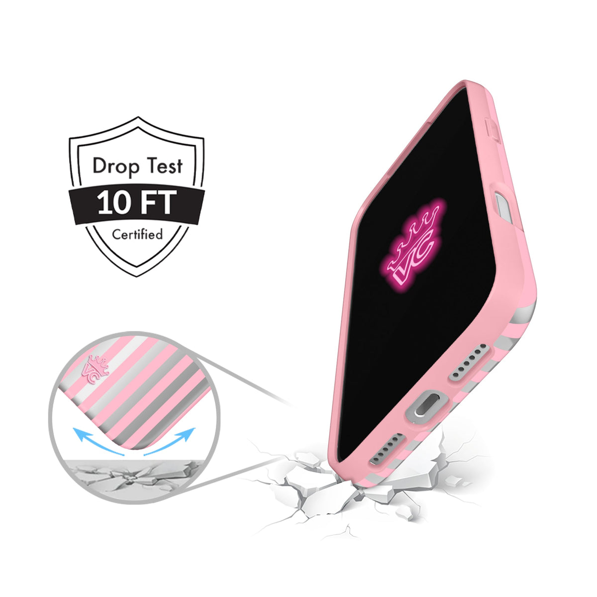 Pink Chrome Stripes iPhone Case