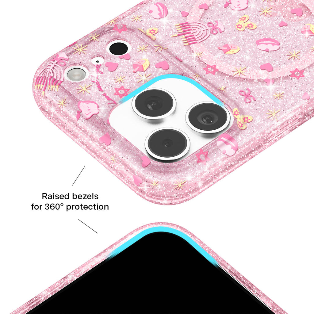 Pink Hanukkah Glitter iPhone Case
