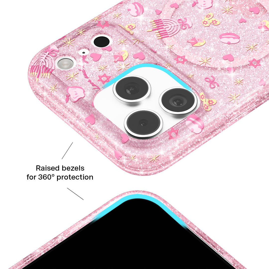 Pink Hanukkah Glitter iPhone Case