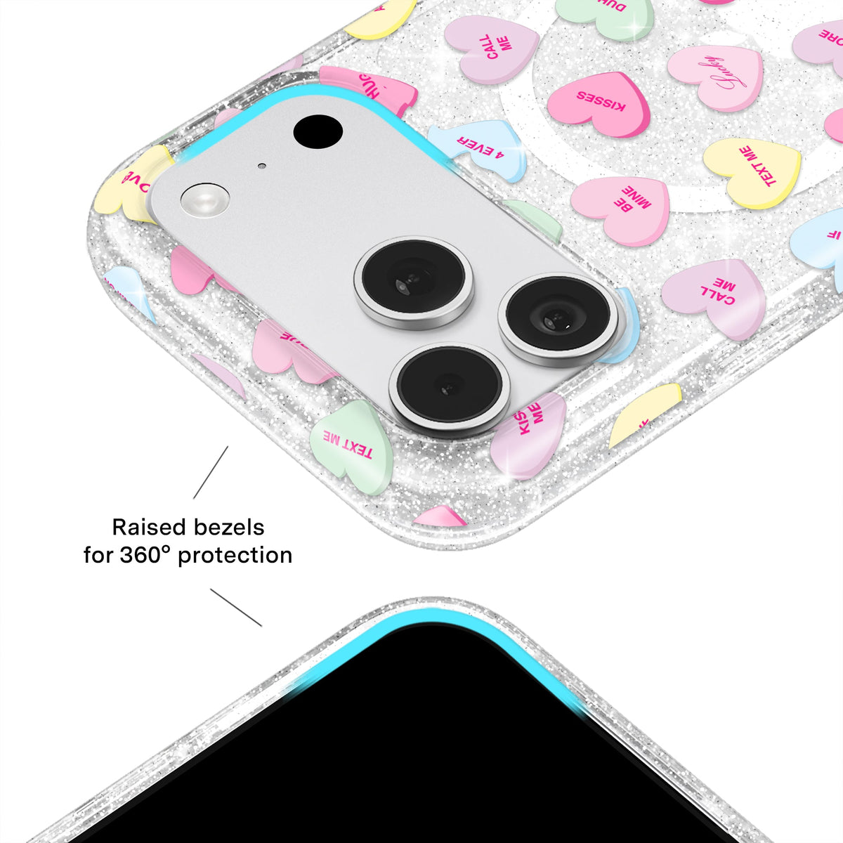 Sweet Hearts Glitter iPhone Case