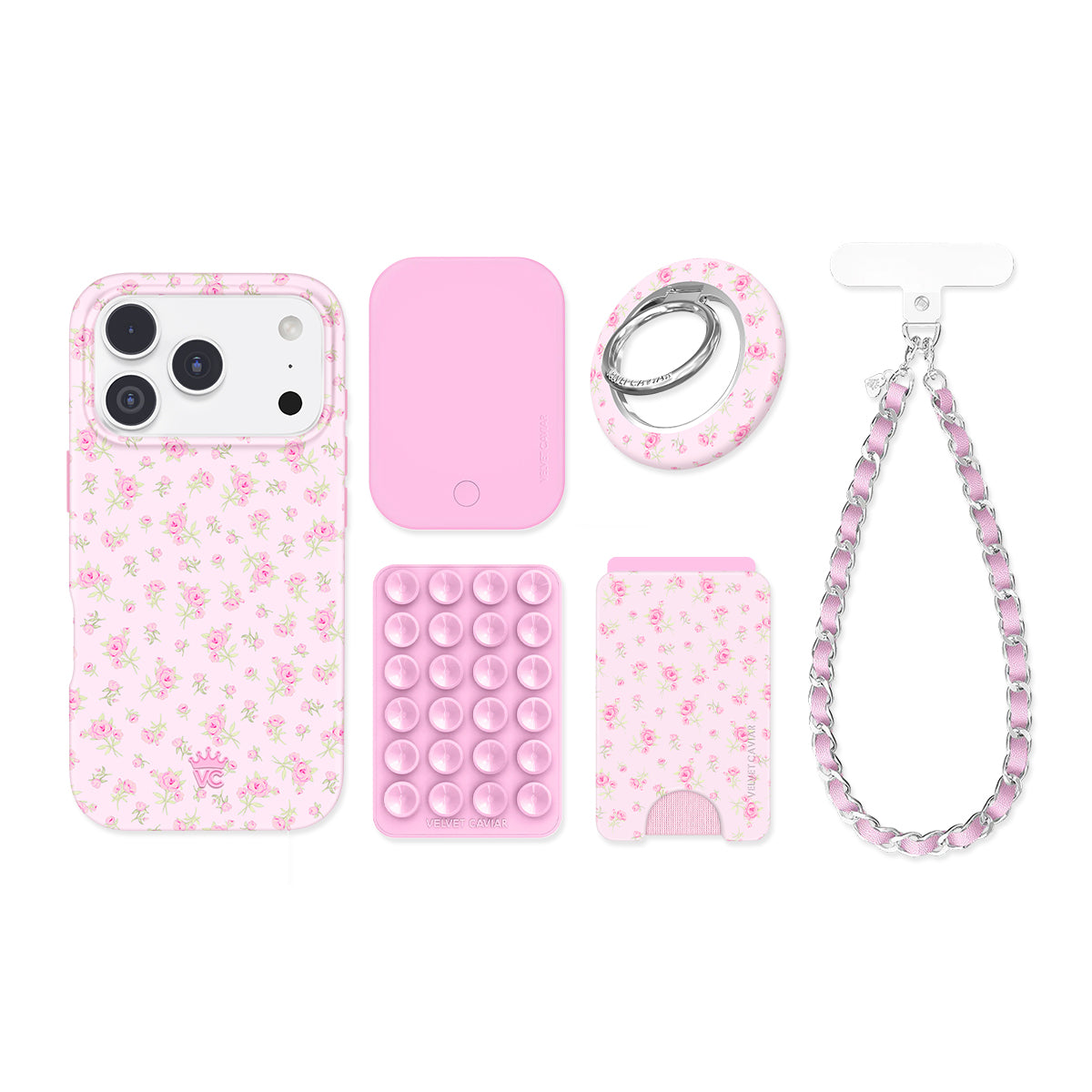 Dainty Pink Floral iPhone Bundle Set