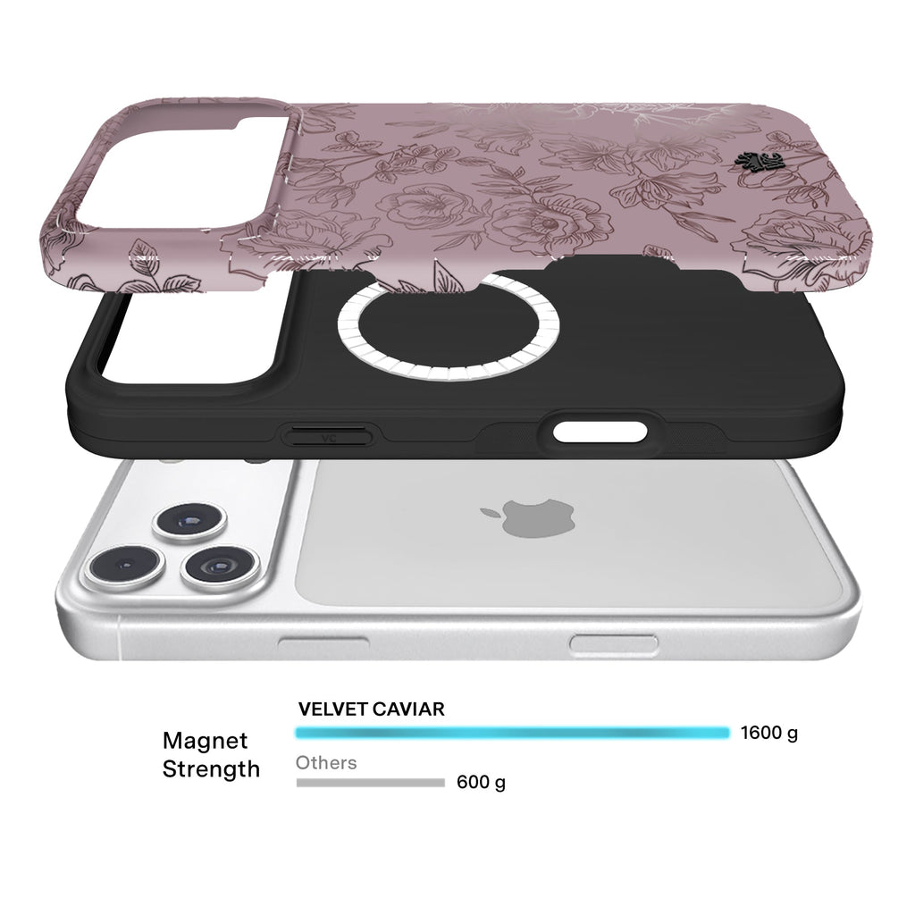 Dusty Rose Chrome Floral iPhone Case