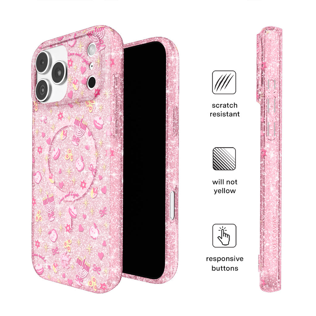 Pink Hanukkah Glitter iPhone Case