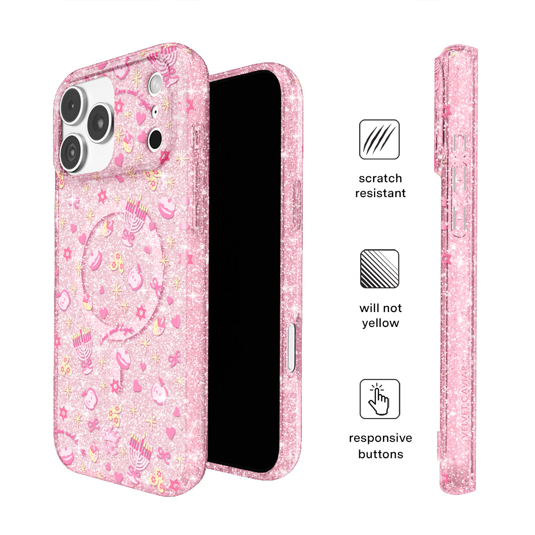 Pink Hanukkah Glitter iPhone Case