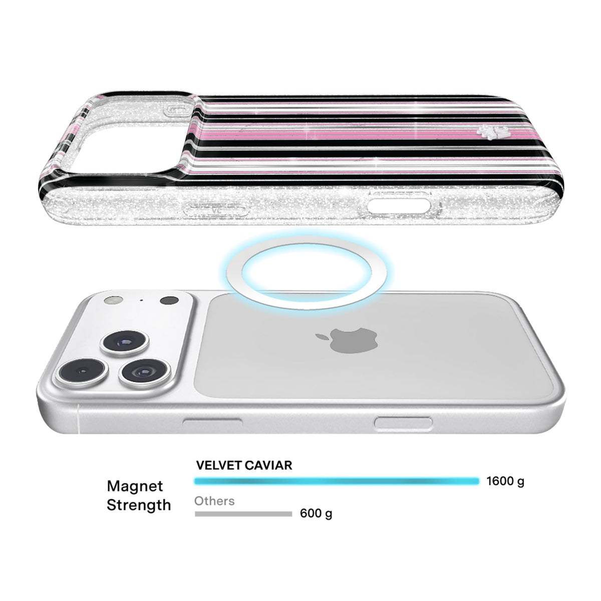 Pretty Punk Stripes Glitter iPhone Case