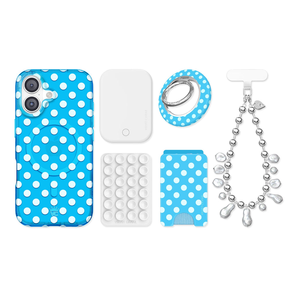 Aquamarine Polka Dot iPhone Bundle Set