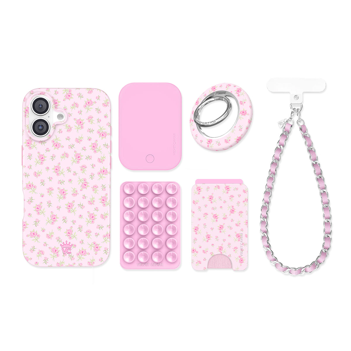 Dainty Pink Floral iPhone Bundle Set