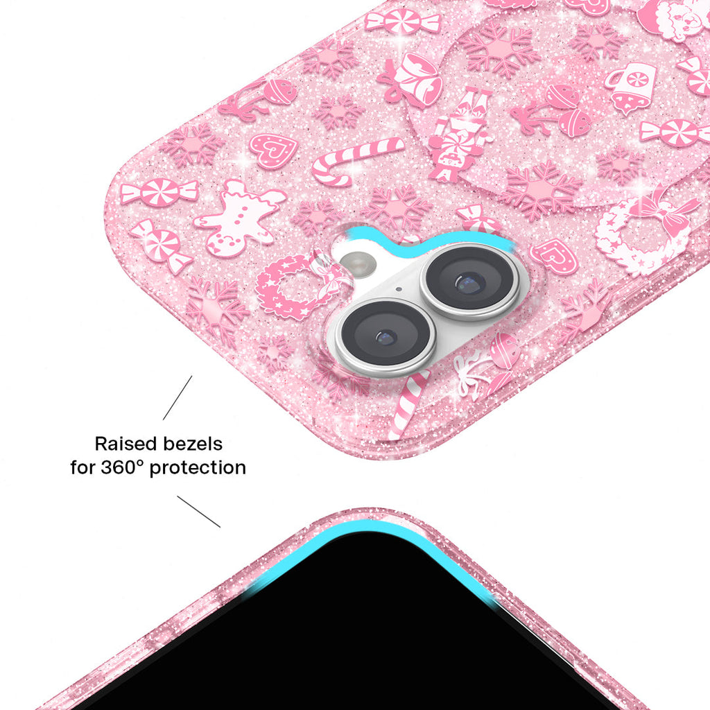 Pink Christmas Glitter iPhone Case