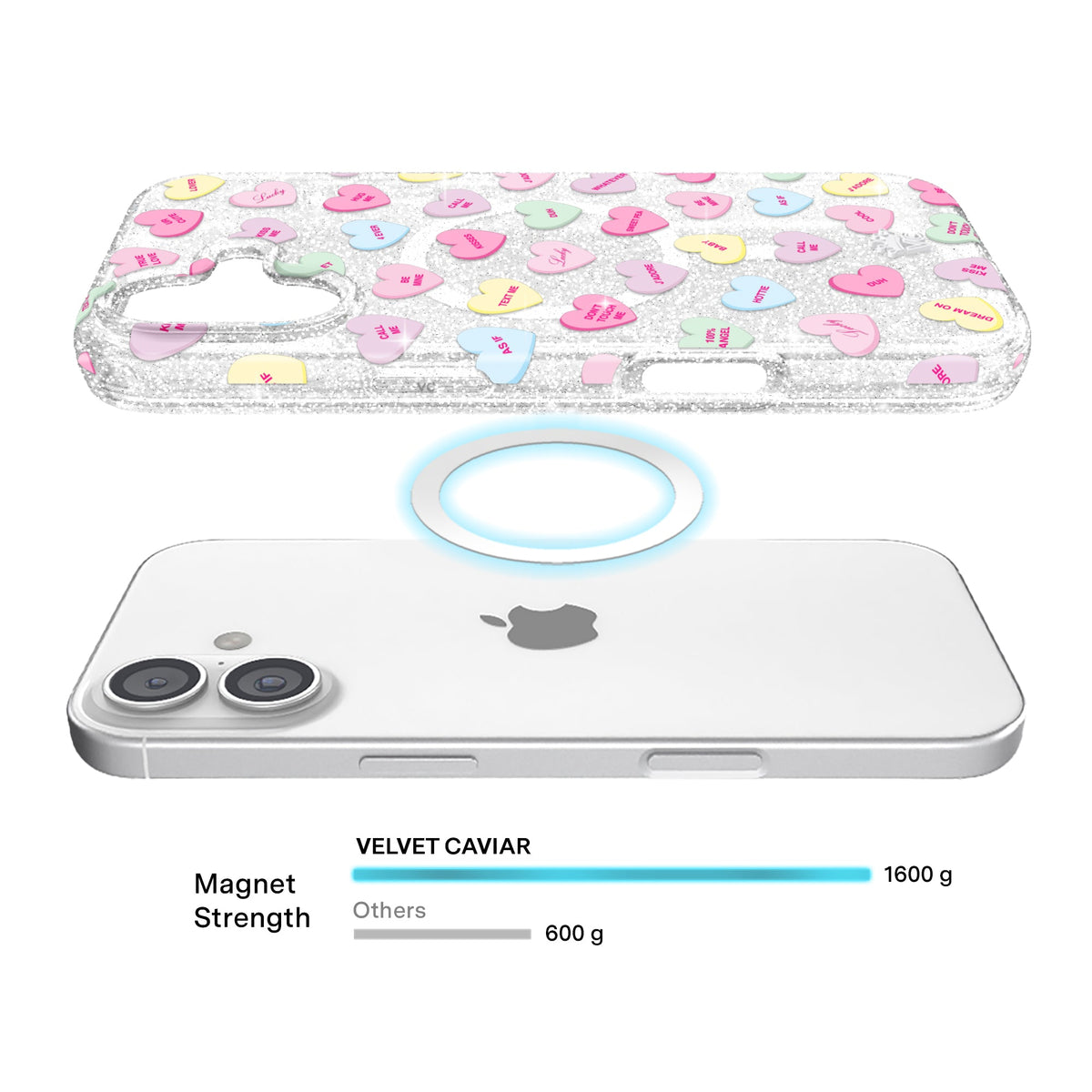 Sweet Hearts Glitter iPhone Case