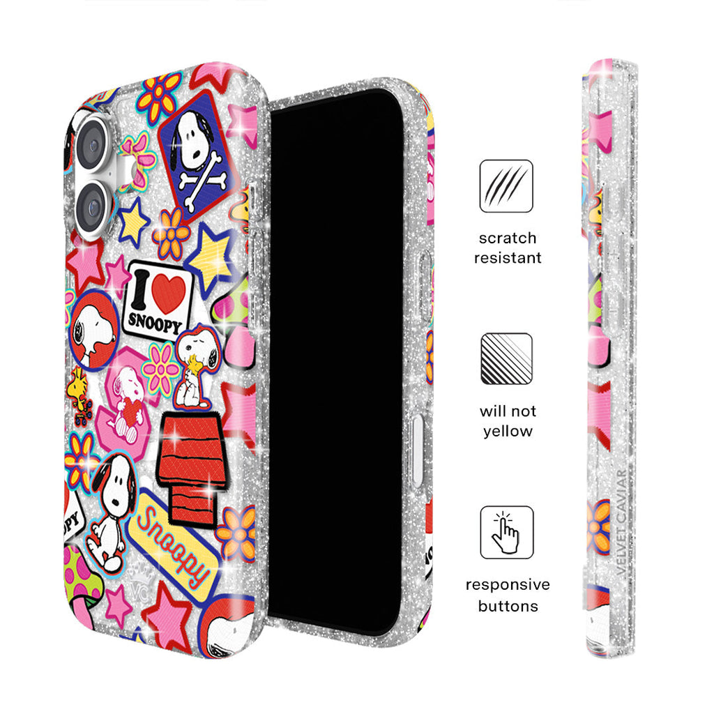 Snoopy Patchwork Glitter iPhone Case