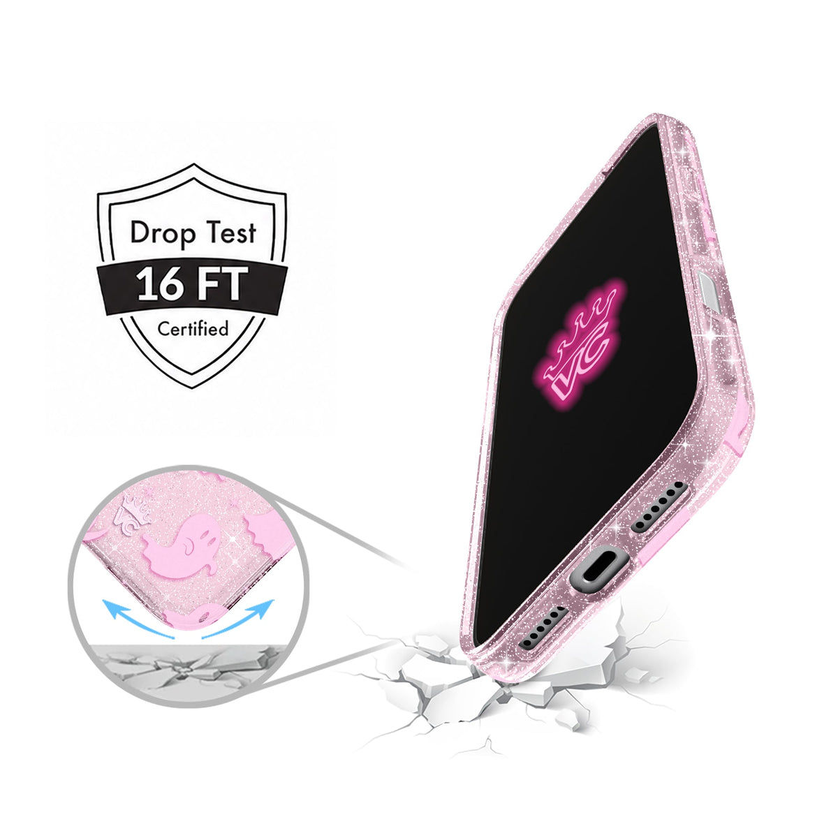 Ghosted Pink Glitter iPhone Case