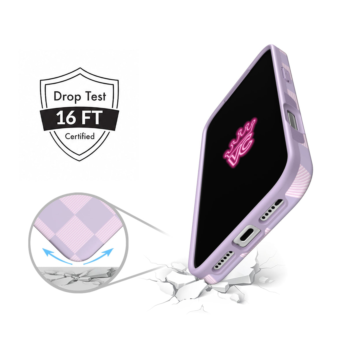 Lilac Vibe Checkered iPhone Case