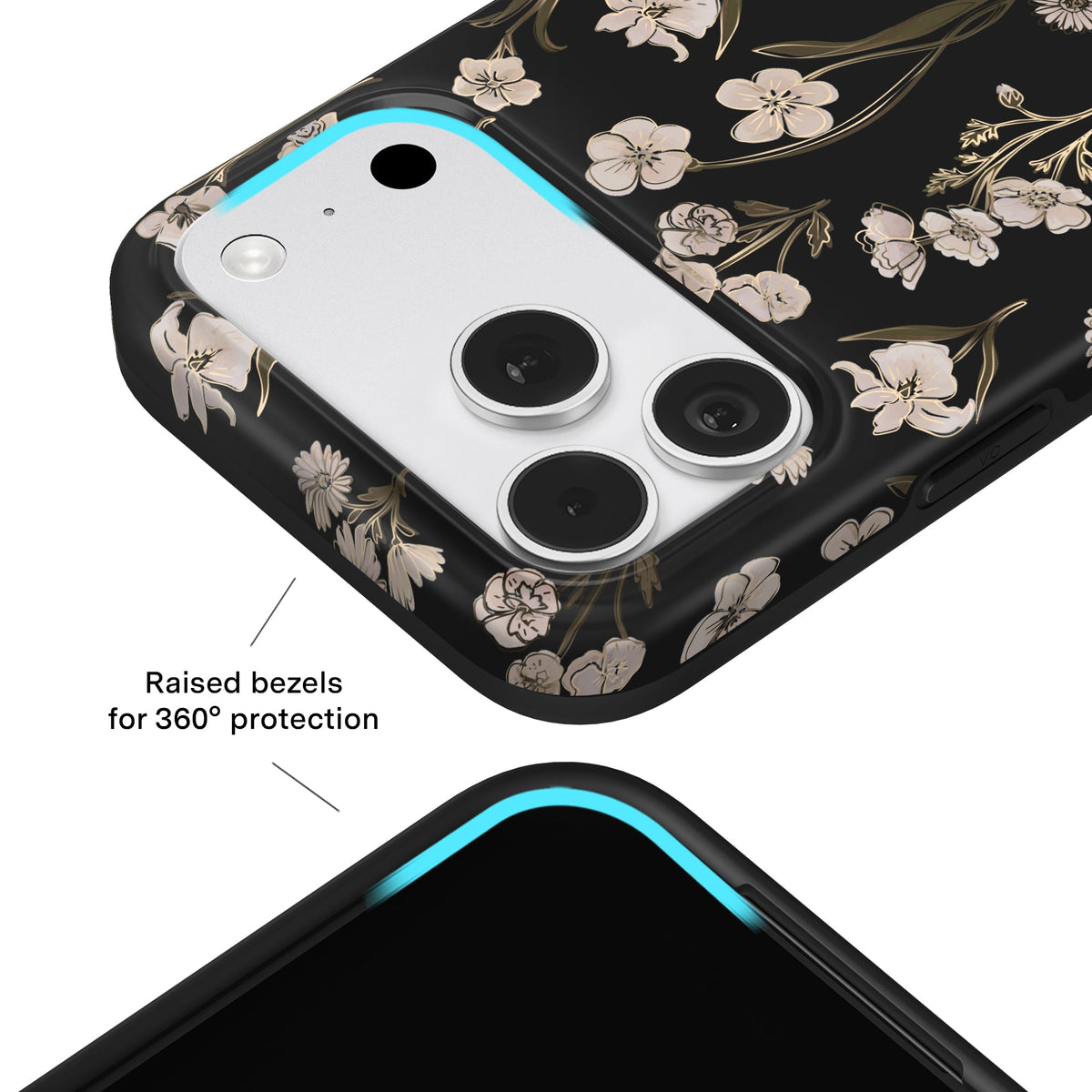 Nightbloom Gold Chrome Floral iPhone Case