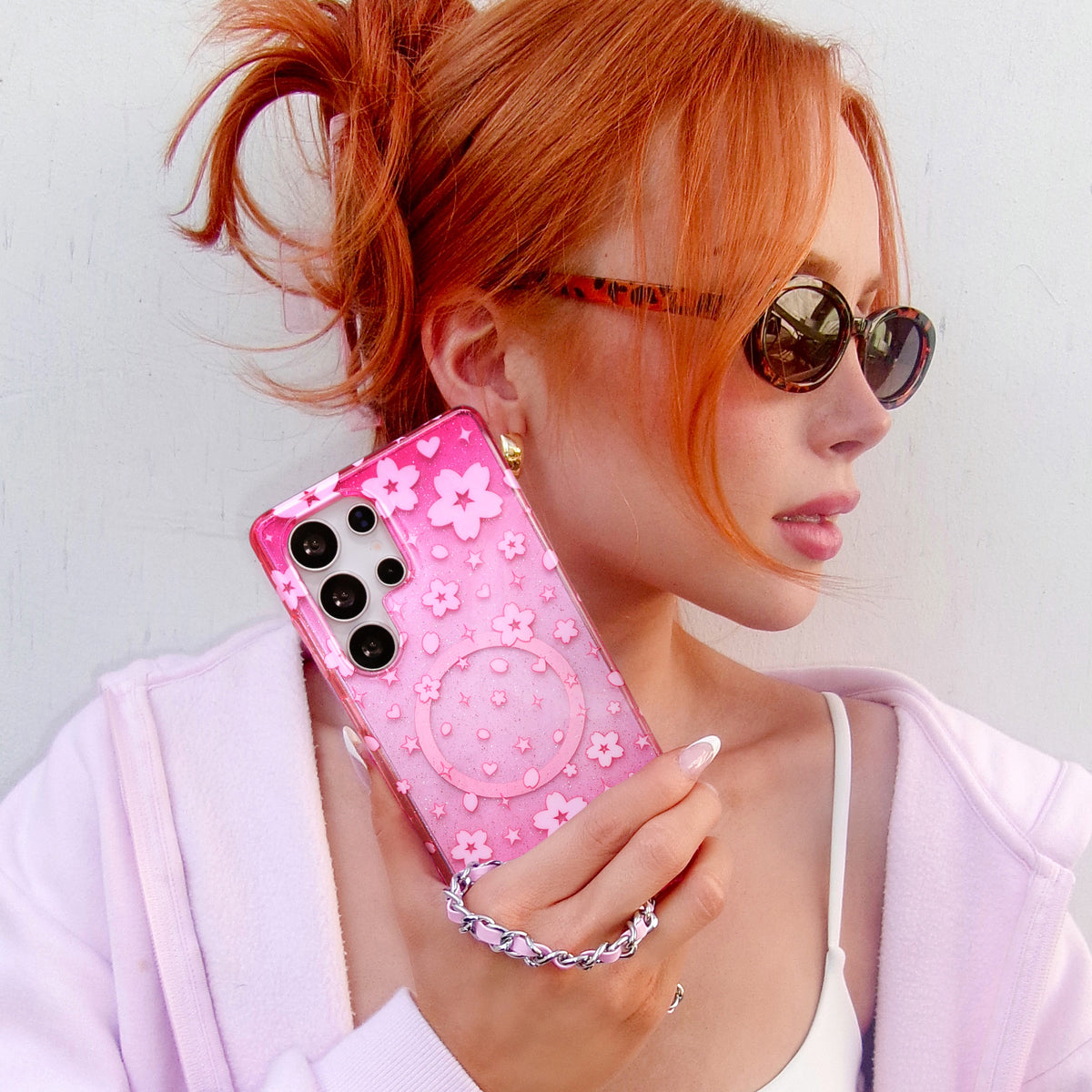 Cherry Blossom Glitter Samsung Case