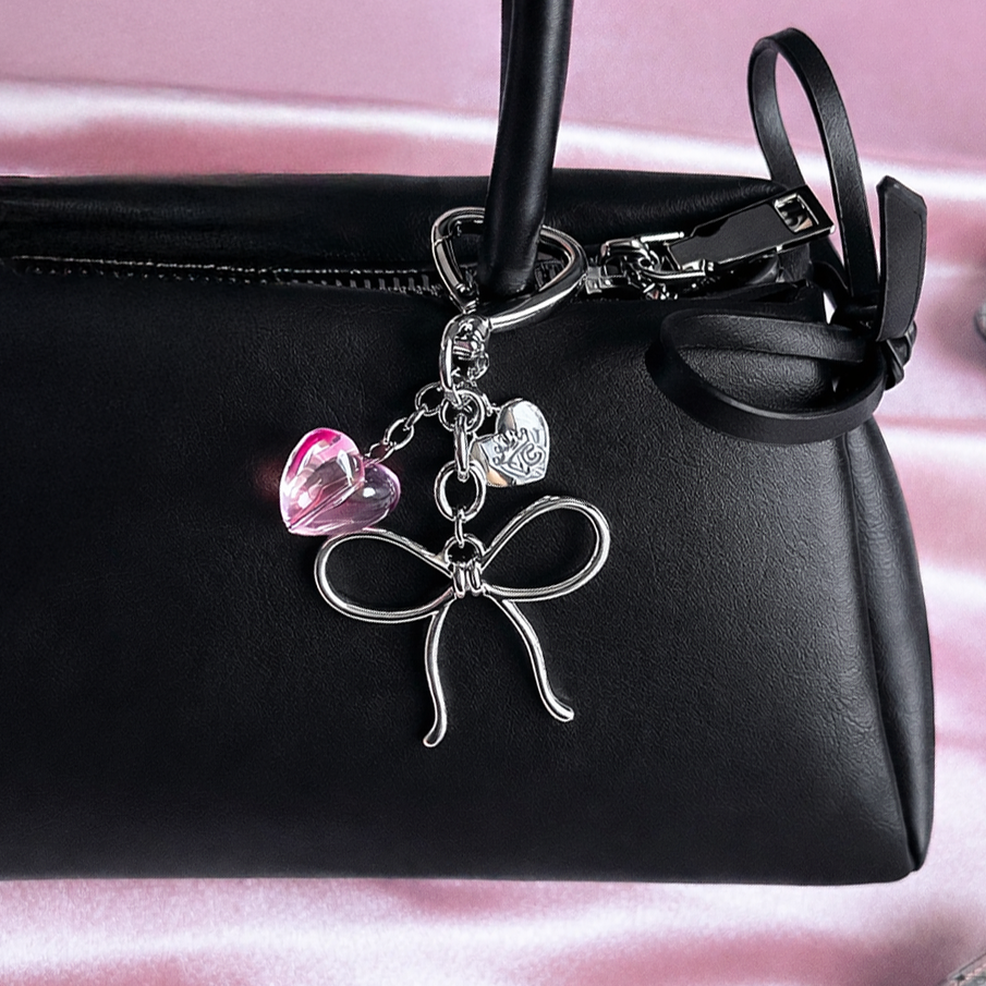Silver Bow Bag Charm