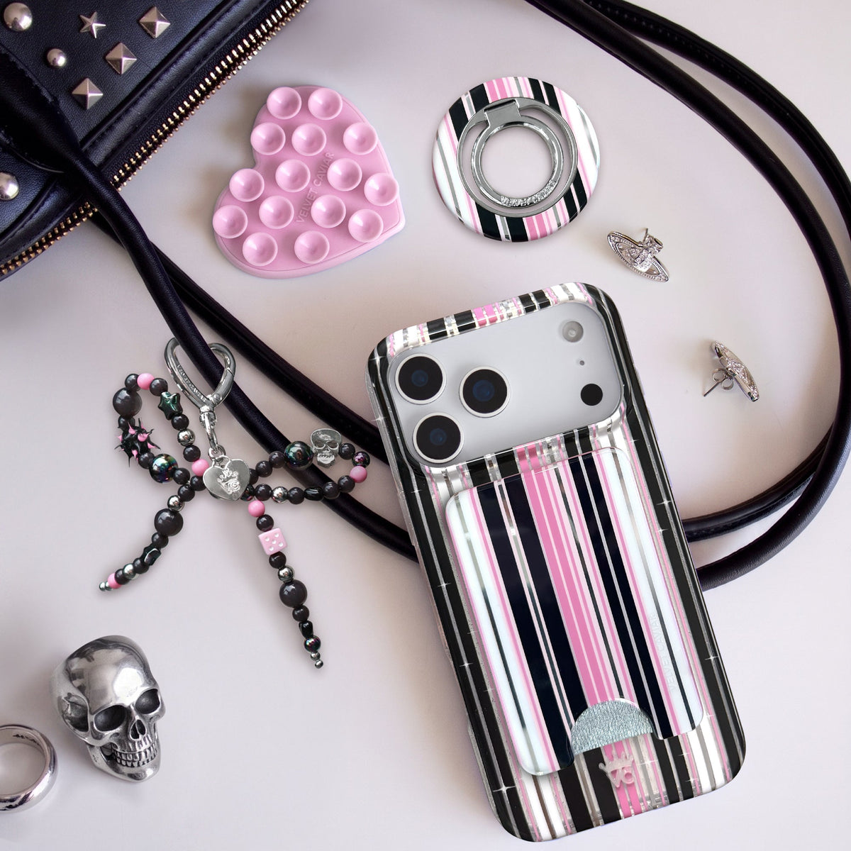 Pretty Punk Stripes Glitter MagSafe Wallet