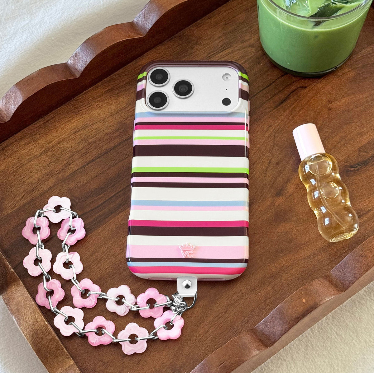 Pink Blossom Chain Phone Charm