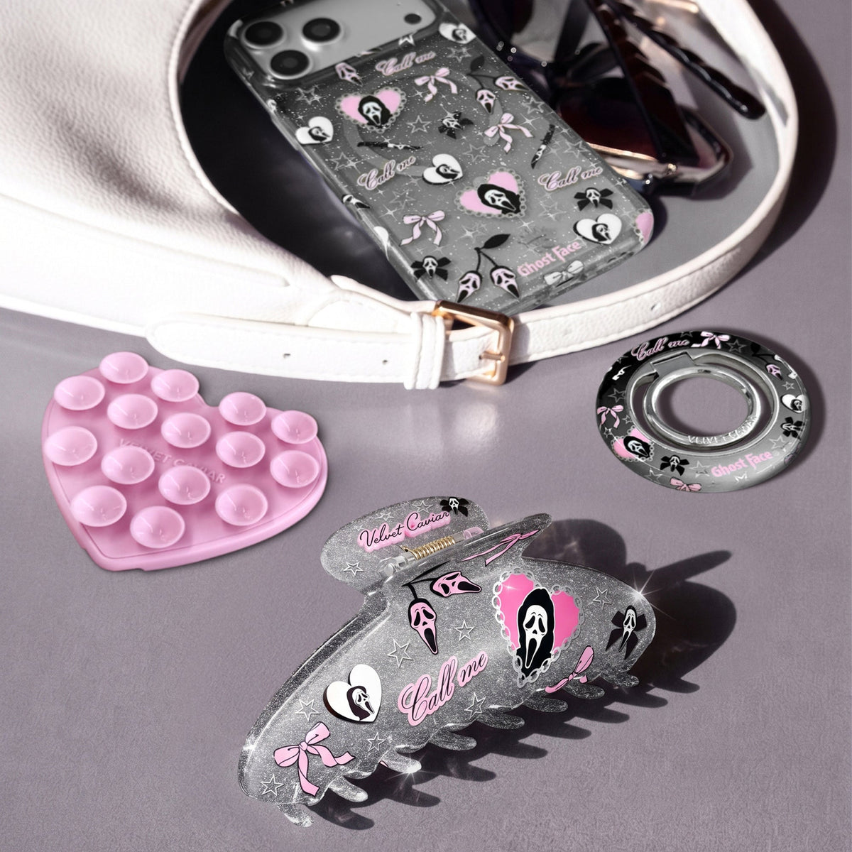 Ghost Face Glitter Large Hair Clip