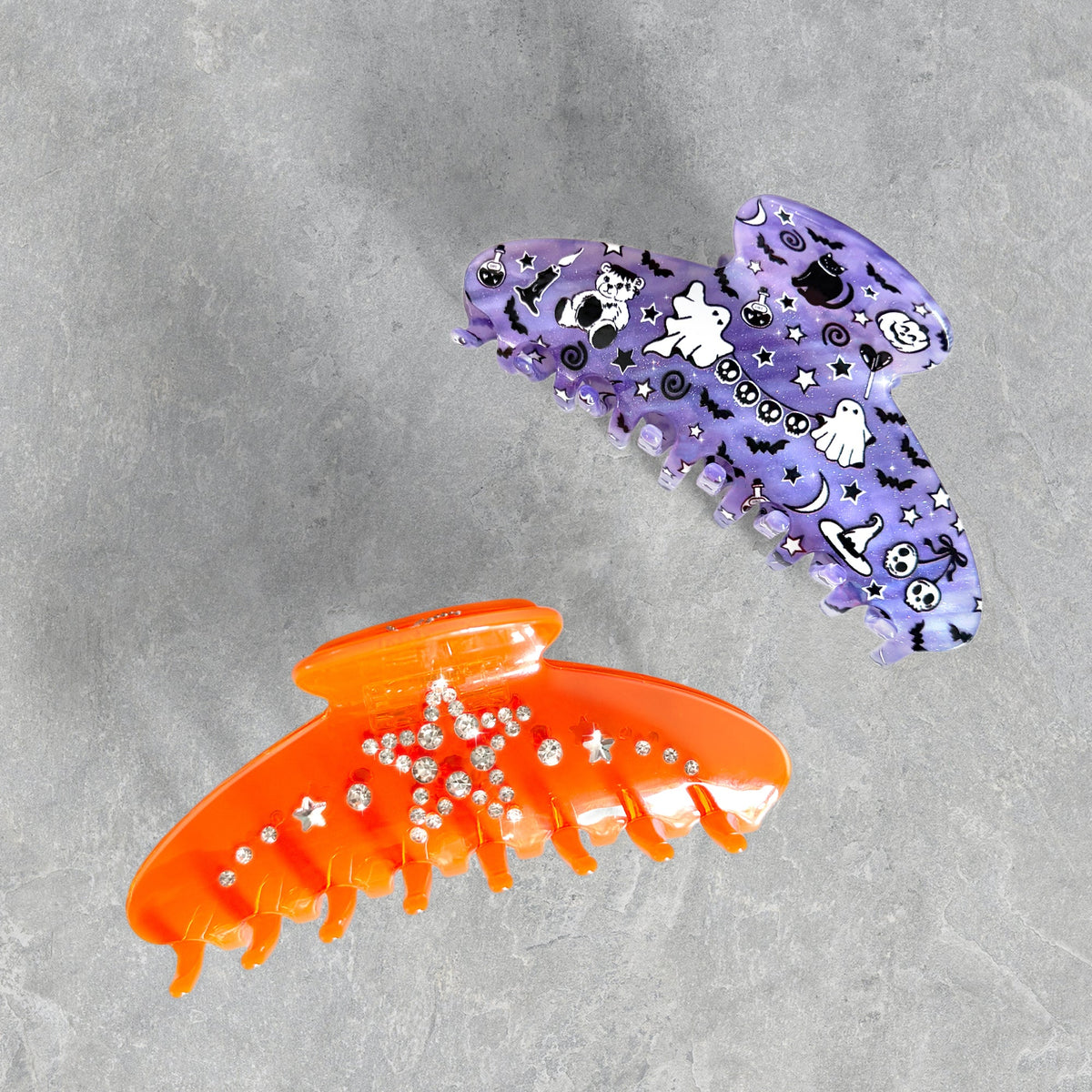 Neon Orange Star Child Crystal Large Hair Clip