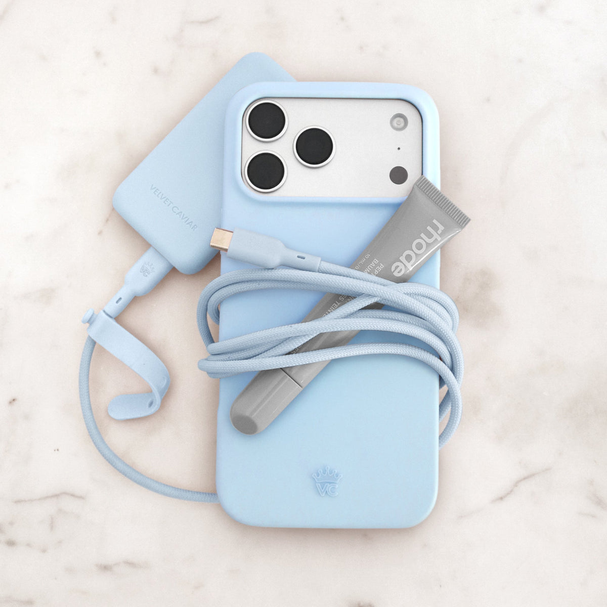 Whisper Blue Fast Charging Set, Dual Port Wall Adapter + 6ft USB-C Cable