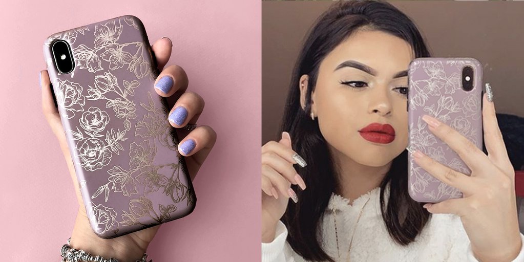 Dusty Rose Chrome Floral iPhone Case