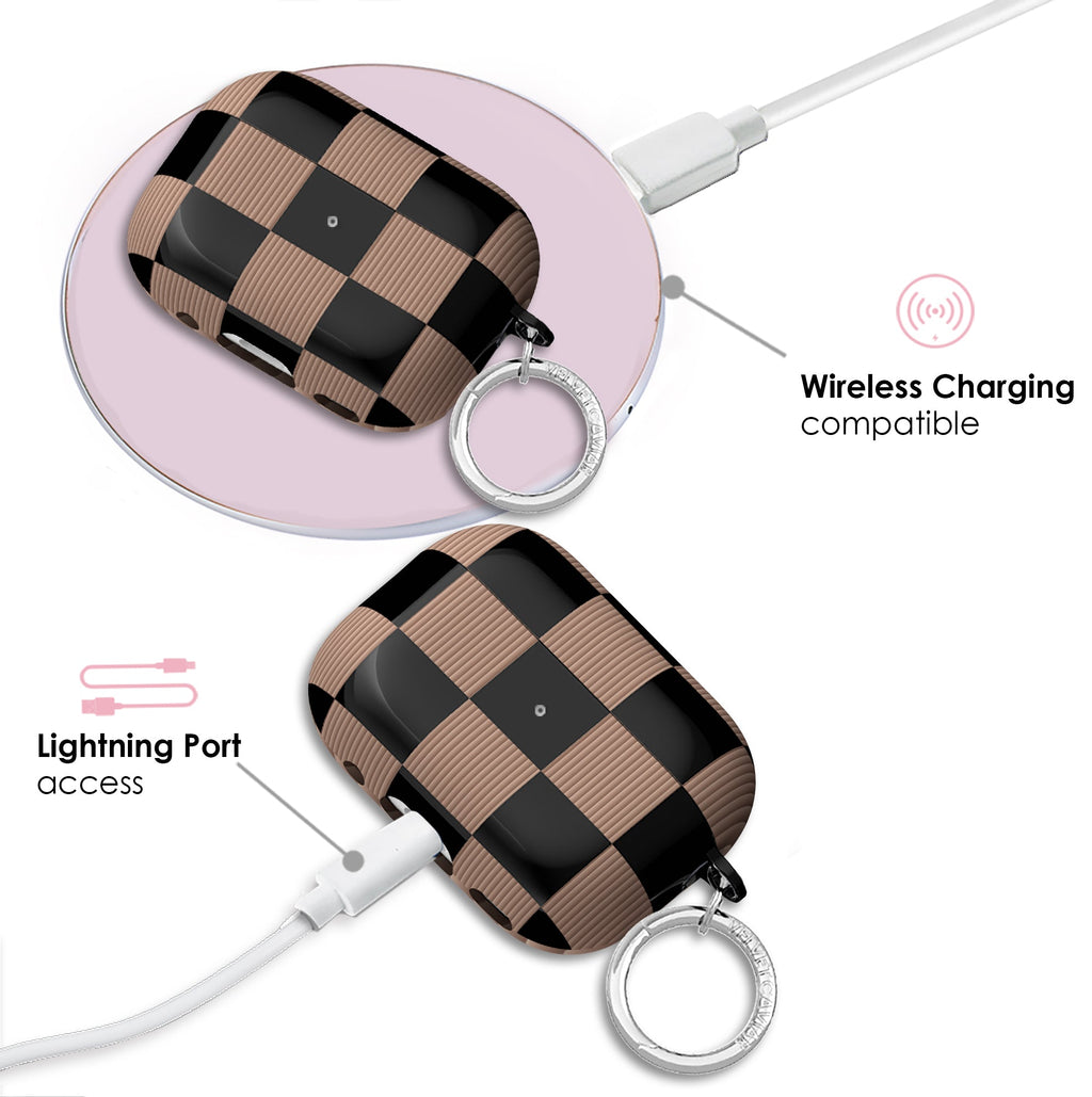 Mocha Vibe Checkered AirPod Case