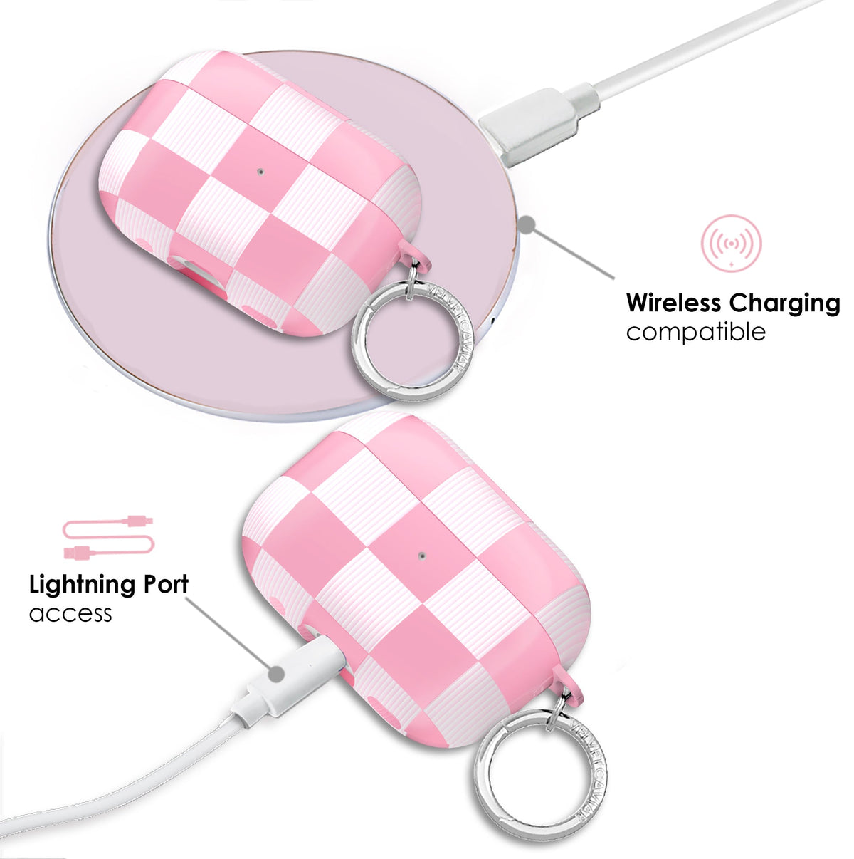 Pink Vibe Checkered AirPod Case