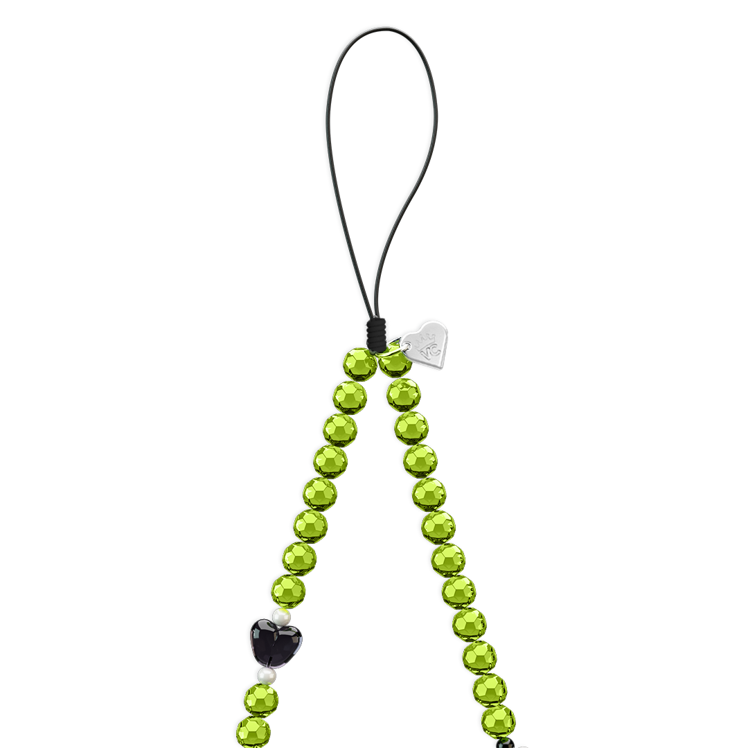 Green & Black Hearts Phone Charm